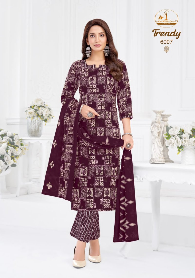 Trendy Vol 6 By Miss World Choice Cotton Printed Readymade Dress